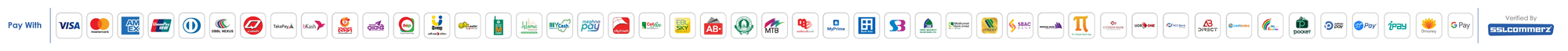 Verified by SSLCommerz — Visa, Mastercard, bKash, Nagad, Rocket and all major payment channels